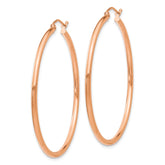 14k Rose Gold 2x45mm Polished Lightweight Tube Hoop Earrings